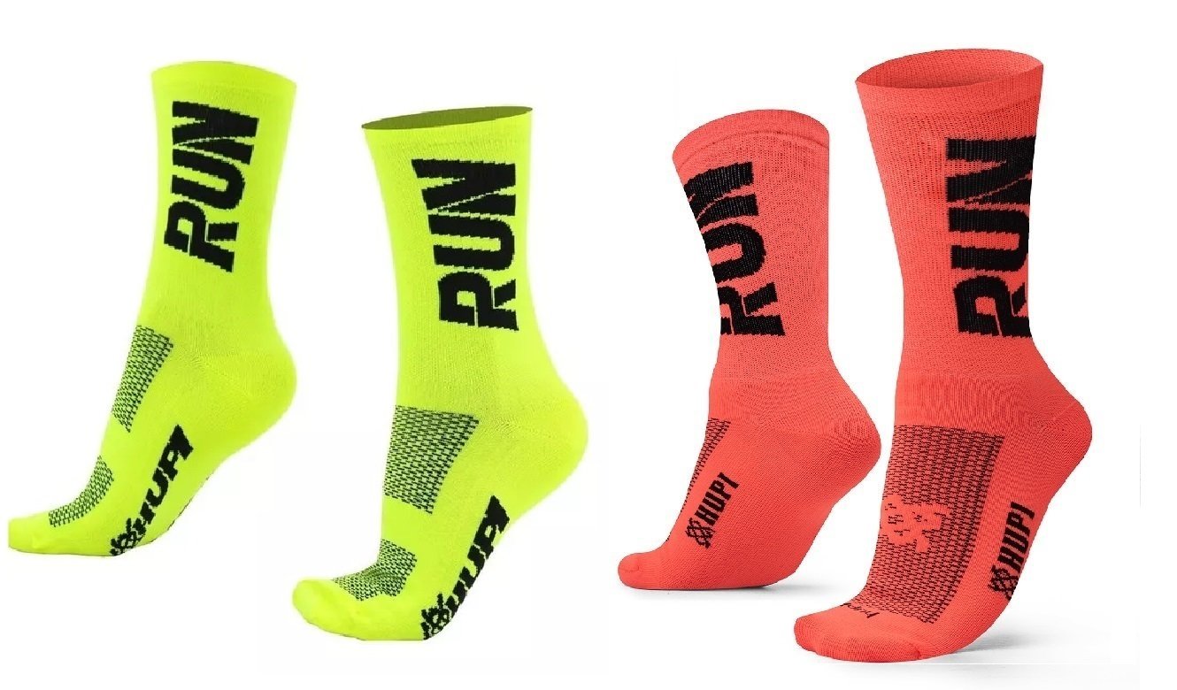 Kit 02 Pares Meia Corrida Hupi Run Tamanho 36-42 Amarelo Laranja