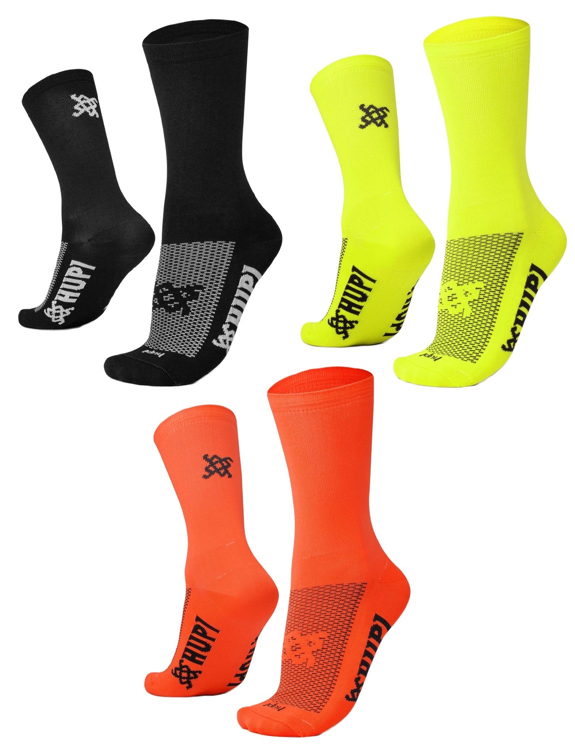 Kit 03 Pares Meia Corrida Hupi Run Cano Médio 36-42 Lisas Coloridas