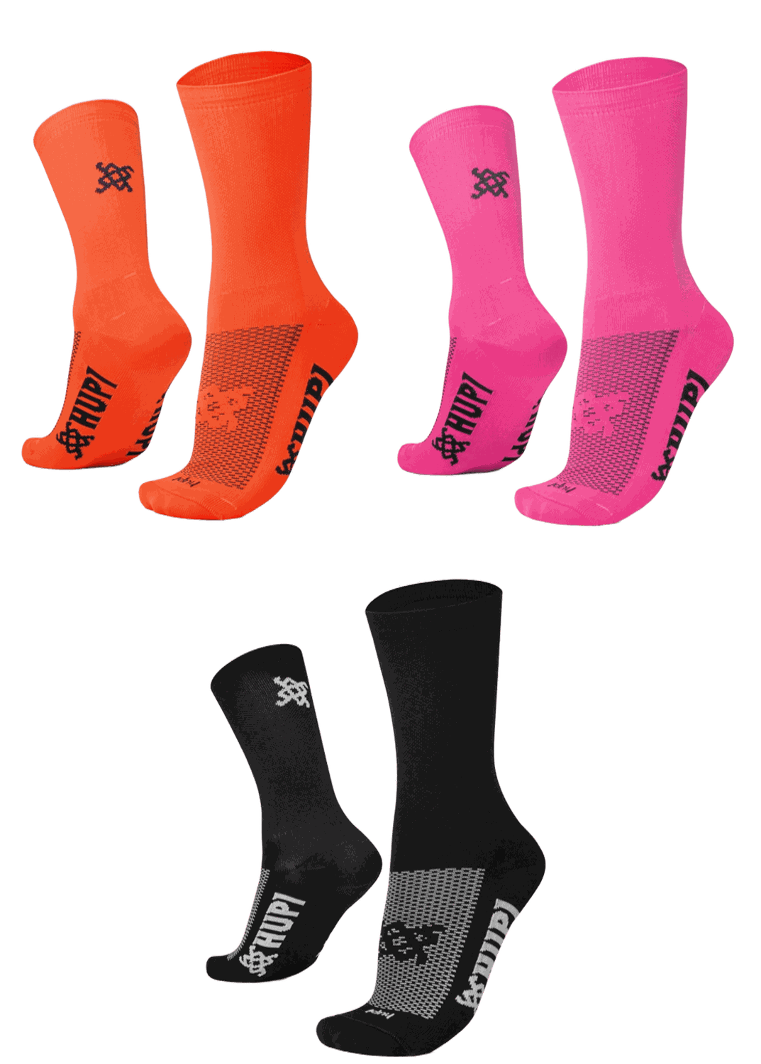 Kit 03 Pares Meia para Corrida HUPI Lisas Coloridas 36-42