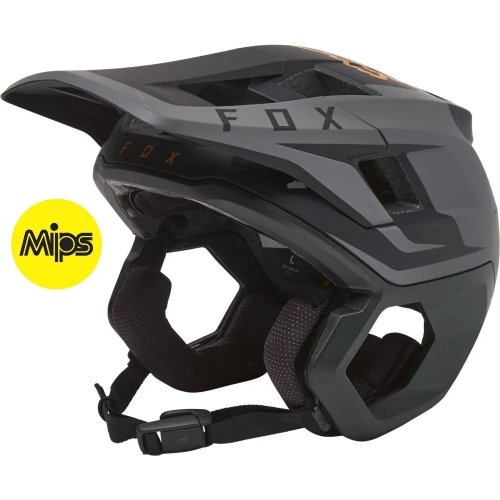 Capacete Fox Bike Dropframe Pro Sideswipe Preto/Dourado Mips