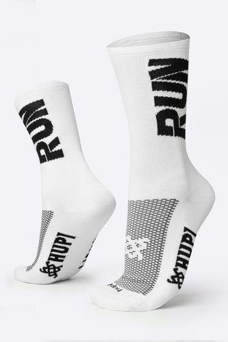 Kit 03 Pares Meia Corrida Hupi Run Cano Médio 36-42 Preto Laranja Branco