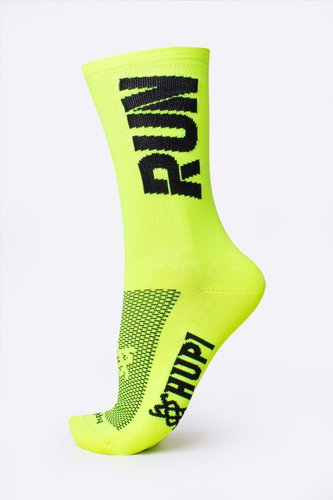 Kit 03 Pares Meia Corrida Hupi Run Cano Médio 36-42 Run Amarelo