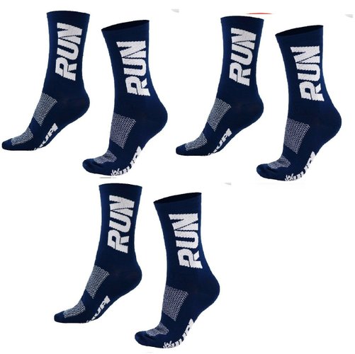 Kit 03 Pares Meia Corrida Hupi Run Cano Médio 36-42 Run Azul Marinho