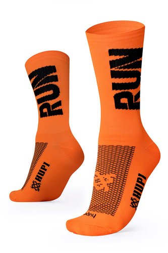 Kit 03 Pares Meia Corrida Hupi Run Cano Médio 36-42 Run Laranja