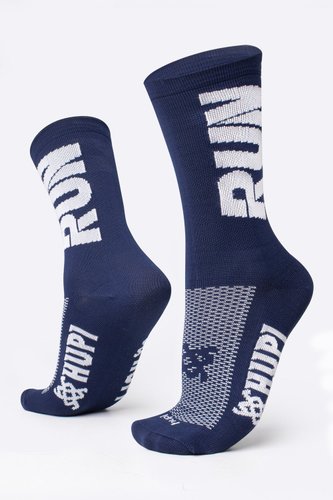 Kit 03 Pares Meia Corrida Hupi Run Preto Branco e Azul