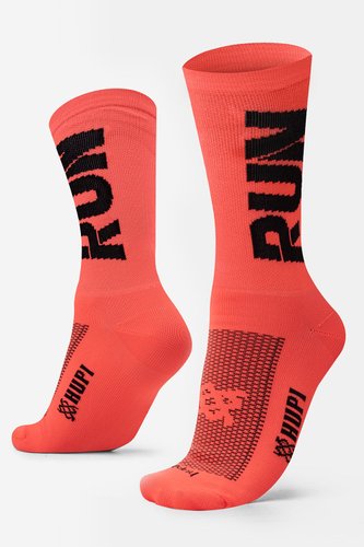 Kit 03 Pares Meia Corrida Hupi Run Cano Médio 36-42 Preto Laranja Amarelo