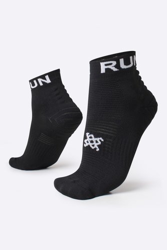 Meia Curta para Corrida HUPI Running Pro RUN Preto e Branco