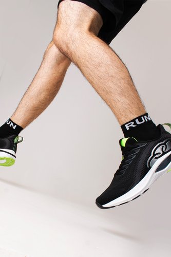 Meia Curta para Corrida HUPI Running Pro RUN Preto e Branco