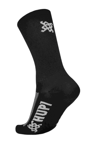 Meia de Corrida Bike HUPI Lisa Preto Liso 36-42 Cano Médio