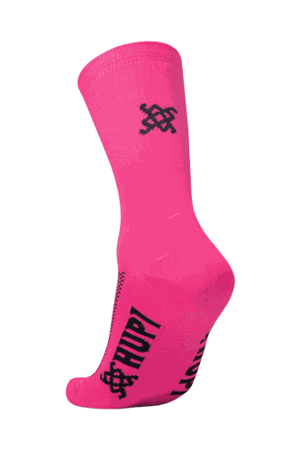 Meia de Corrida Bike HUPI Lisa Rosa Liso 36-42 Cano Médio