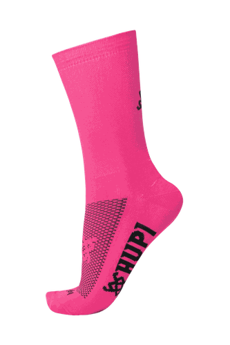Meia de Corrida Bike HUPI Lisa Rosa Liso 36-42 Cano Médio