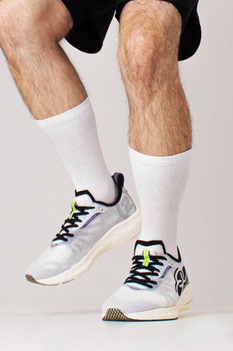 Meia de Corrida e Ciclismo HUPI Carbono Branco