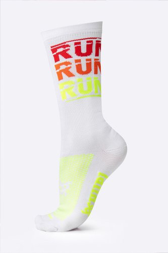 Meia de Corrida HUPI Run Run Run Branco Cano Médio 36-42