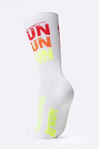 Meia de Corrida HUPI Run Run Run Branco Cano Médio 36-42