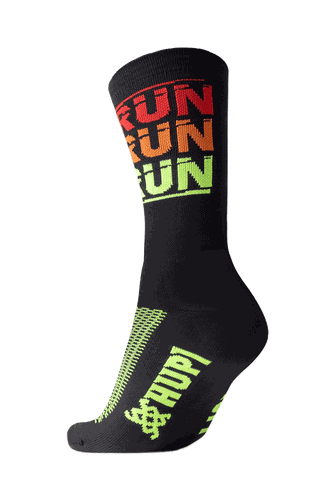 Meia de Corrida HUPI Run Run Run Preto Cano Médio 36-42