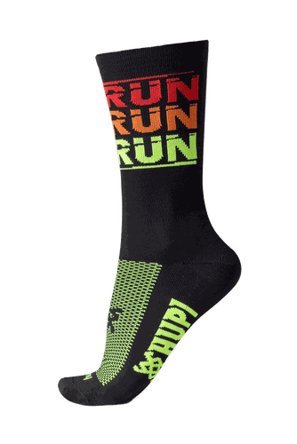 Meia de Corrida HUPI Run Run Run Preto Cano Médio 36-42