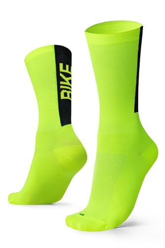 Meia Para Ciclismo Bike B.V. Cano Médio Unissex Amarelo Neon