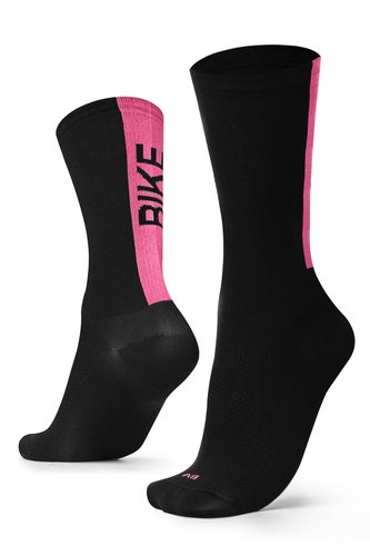 Meia Para Ciclismo Bike B.V. Cano Médio Unissex Preto e Rosa