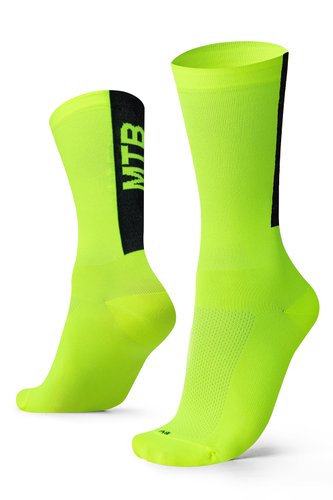 Meia Para Ciclismo MTB B.V. Cano Médio Unissex Amarelo Neon
