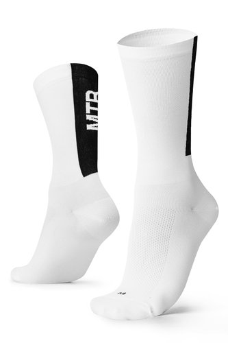 Meia Para Ciclismo MTB B.V. Cano Médio Unissex Branco e Preto