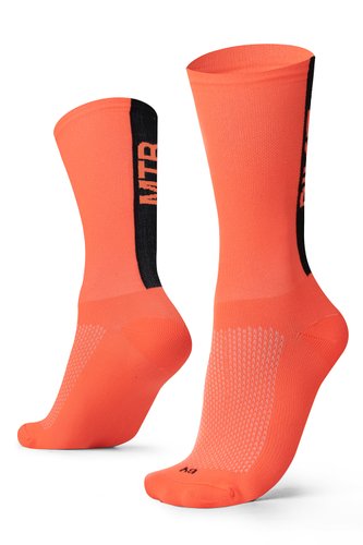 Meia Para Ciclismo MTB B.V. Cano Médio Unissex Laranja Neon