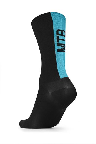 Meia Para Ciclismo MTB B.V. Cano Médio Unissex Preto e Azul