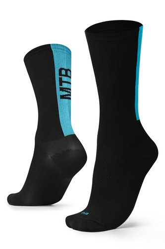 Meia Para Ciclismo MTB B.V. Cano Médio Unissex Preto e Azul