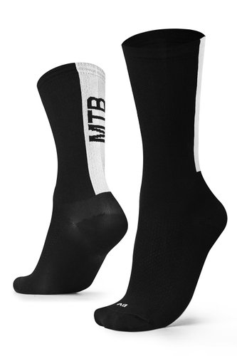 Meia Para Ciclismo MTB B.V. Cano Médio Unissex Preto e Branco