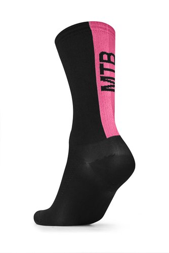 Meia Para Ciclismo MTB B.V. Cano Médio Unissex Preto e Rosa