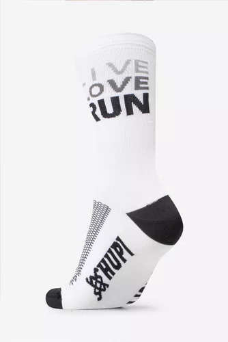 Meia para Corrida HUPI Live Love Run Branca Cano Médio