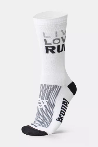 Meia para Corrida HUPI Live Love Run Branca Cano Médio