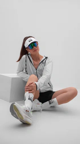 Meia para Corrida HUPI Live Love Run Branca Cano Médio