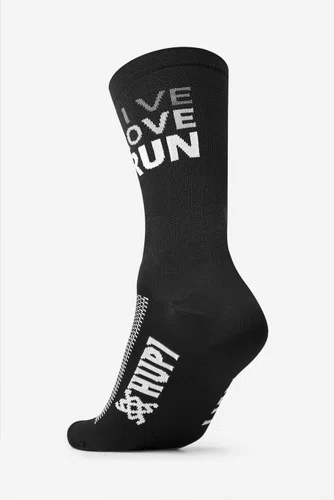 Meia para Corrida HUPI Live Love Run Preta Cano Médio
