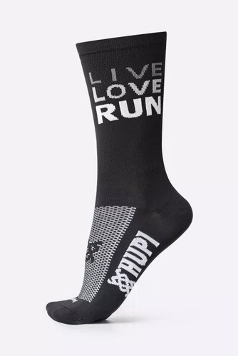 Meia para Corrida HUPI Live Love Run Preta Cano Médio