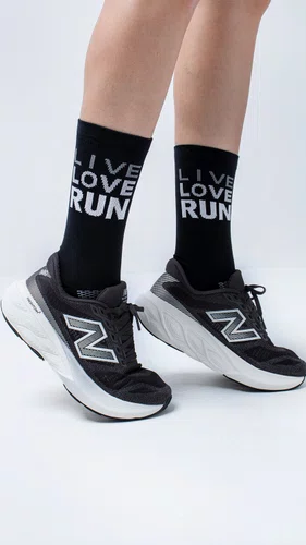 Meia para Corrida HUPI Live Love Run Preta Cano Médio
