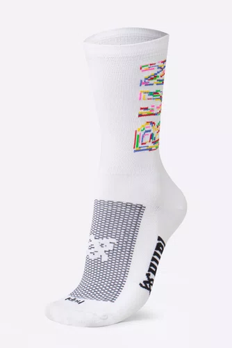 Meia para Corrida HUPI Run Colors Branca Cano Médio