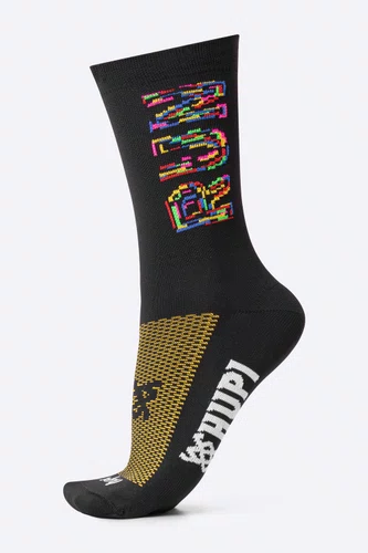 Meia para Corrida HUPI Run Colors Preto Cano Médio
