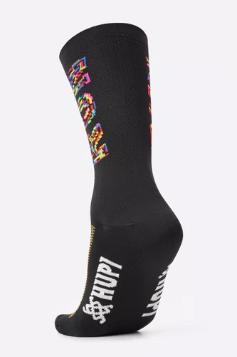 Meia para Corrida HUPI Run Colors Preto Cano Médio