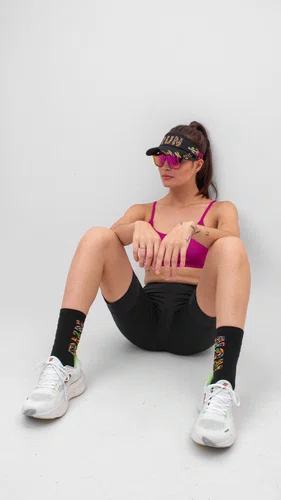Meia para Corrida HUPI Run Colors Preto Cano Médio