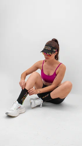 Meia para Corrida HUPI Run Colors Preto Cano Médio