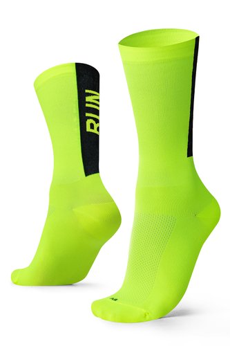 Meia Para Corrida Running Run B.V. Cano Médio Unissex Amarelo Neon