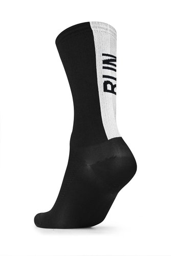 Meia Para Corrida Running Run B.V. Cano Médio Unissex Preto e Branco