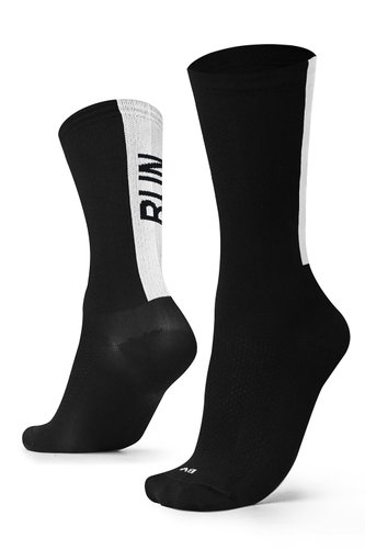 Meia Para Corrida Running Run B.V. Cano Médio Unissex Preto e Branco