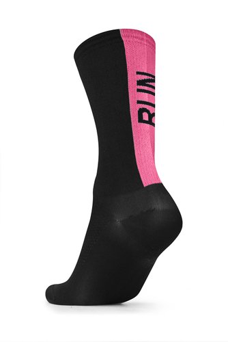 Meia Para Corrida Running Run B.V. Cano Médio Unissex Preto e Rosa