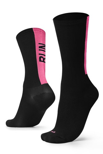 Meia Para Corrida Running Run B.V. Cano Médio Unissex Preto e Rosa