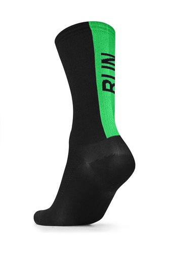 Meia Para Corrida Running Run B.V. Cano Médio Unissex Preto e Verde