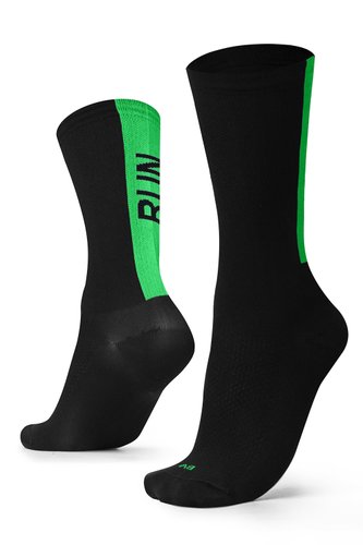Meia Para Corrida Running Run B.V. Cano Médio Unissex Preto e Verde
