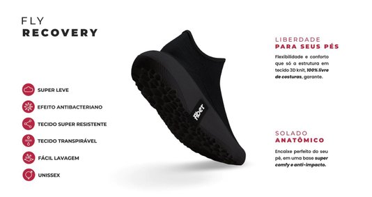 Tênis Fiber Fly Recovery Preto E Branco Unissex