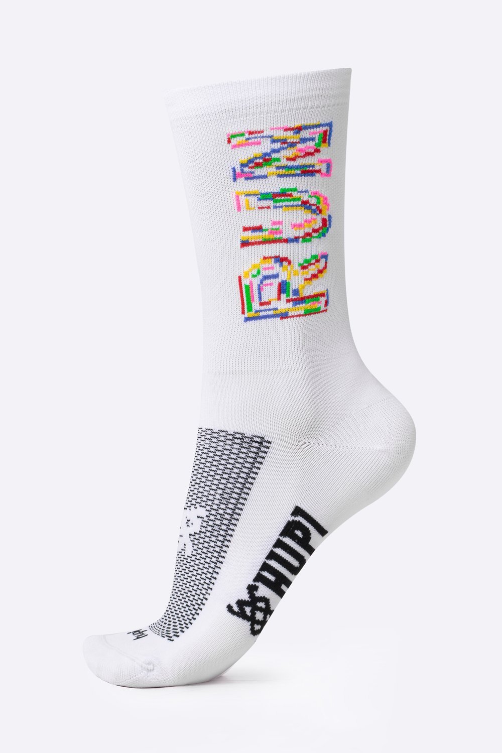 Meia para Corrida HUPI Run Colors Branca Cano Médio