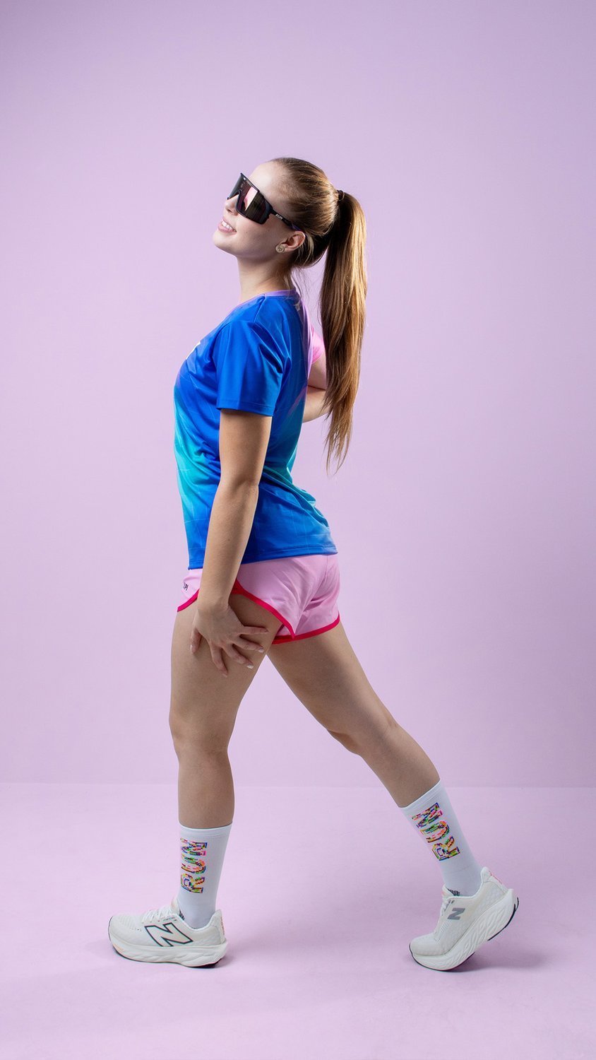 Meia para Corrida HUPI Run Colors Branca Cano Médio